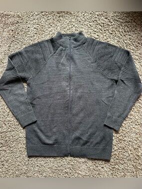 Men’s Studio 84 Zip-Up Sweater; Dark Gray; Size XL